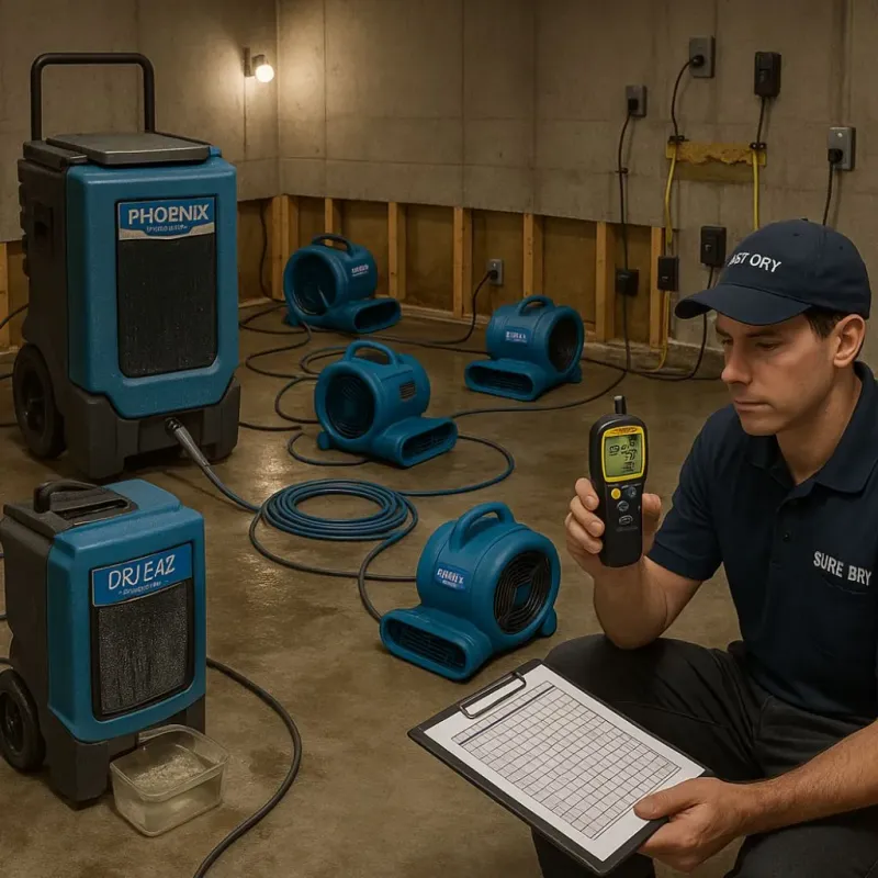 Structural Drying and Dehumidification process in Roxbury, WI